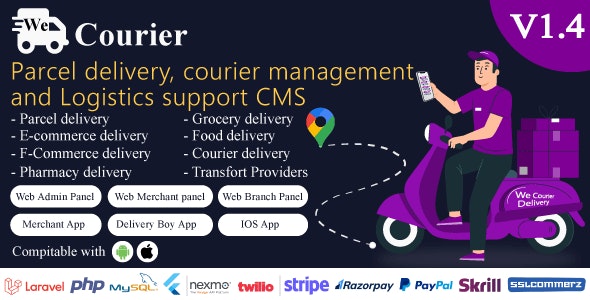 We Courier v1.4 – 带有商家、送货应用程序的快递和物流管理 CMS