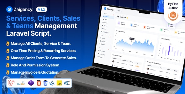 Zaigency v1.2  – Services, Clients, Sales & Teams Management Laravel Script