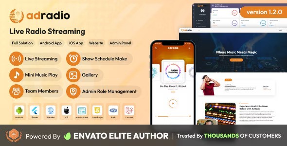 AdRadio v1.2.0 – Live Radio Streaming Website and Apps with Admin Panel