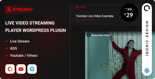 Streamit v1.0.3 – Live Video Streaming Player WordPress Plugin