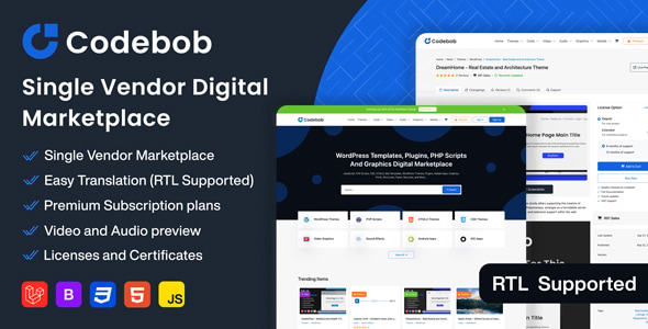 Codebob v1.2 – Single-Vendor Digital Marketplace