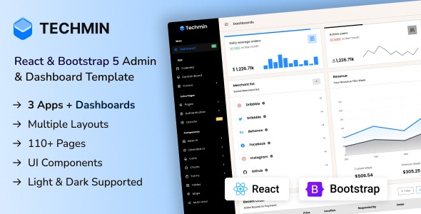 Techmin – React Bootstrap Admin & Dashboard Template v1.0