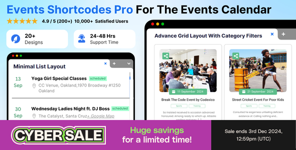 Events Shortcodes & Block Pro For The Events Calendar v3.1.3