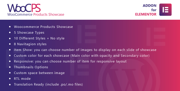 WooCommerce Products Showcase for Elementor WordPress Plugin v1.0