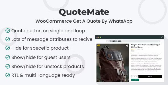 QuoteMate v1.0.1 – WooCommerce Get A Quote By WhatsApp