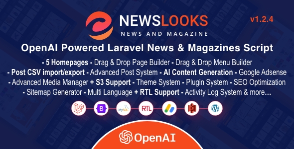 NewsLooks  v1.2.4 – OpenAI 支持的 Laravel 新闻和杂志脚本