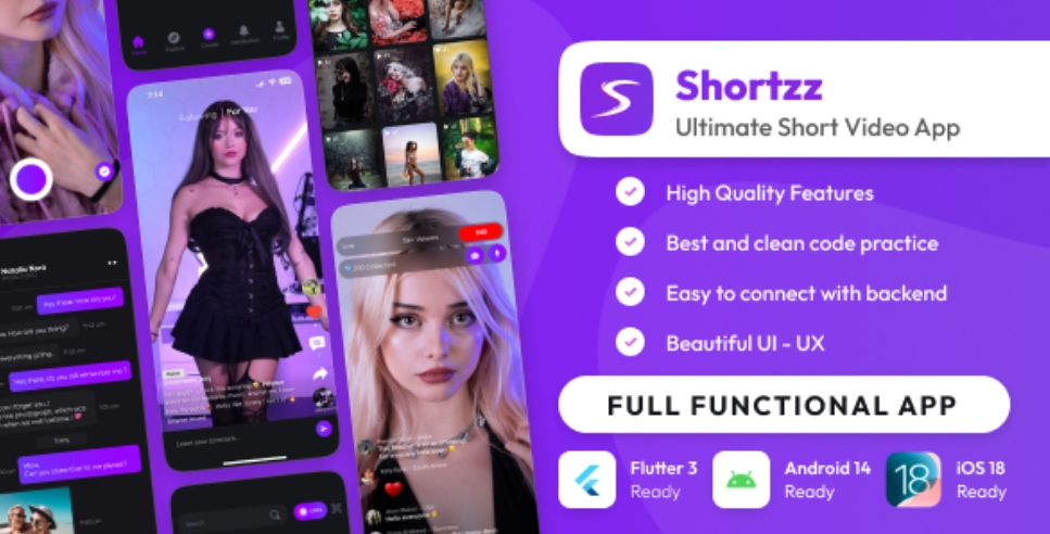 Shortzz：Tiktok Clone  v1.0 – 短视频应用程序直播应用程序与管理面板 Flutter/Laravel（2024 年 10 月 23 日）