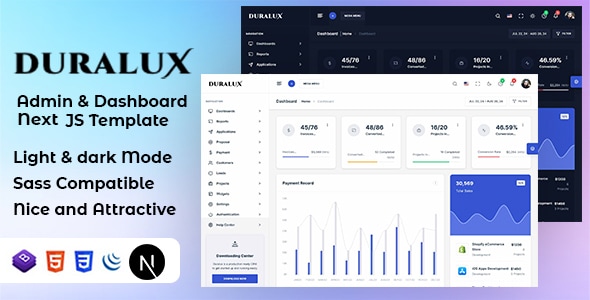 Duralux v1.0 – 管理员和仪表板 Next JS 模板