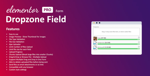 Dropzone Field For Elementor Form v1.0.0